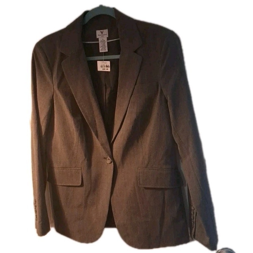 Worthington Stretch Gray Women's Sz 12 Blazer Professional Suit Jacket #677 NWT